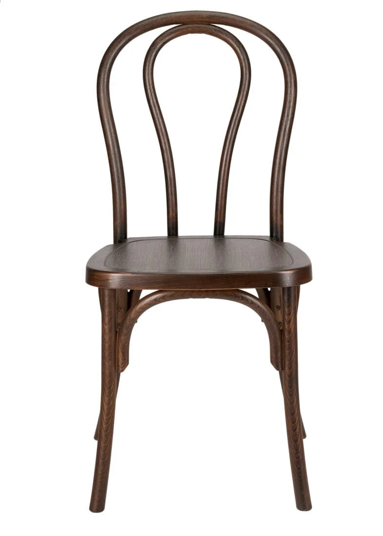 Fruitwood bentwood chair with a rounded spindle back