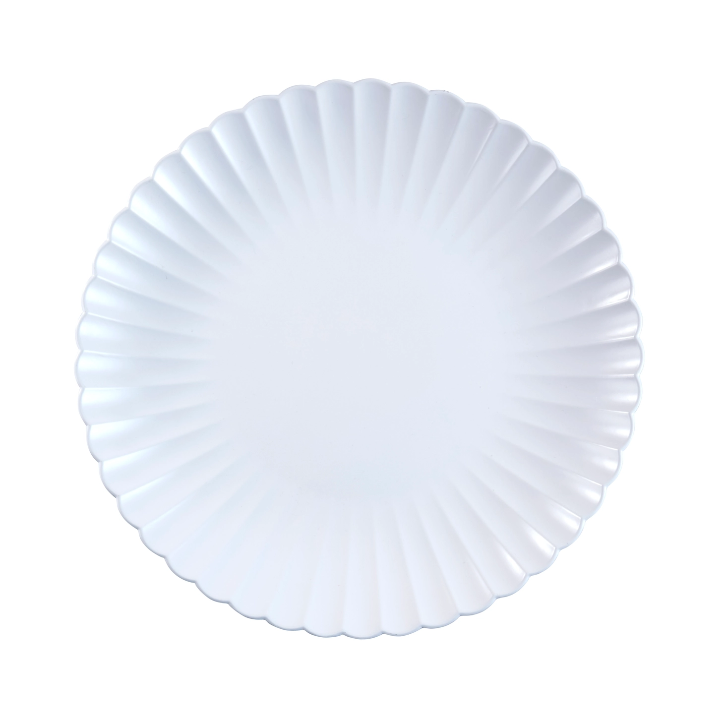 Glossy white scalloped charger plate