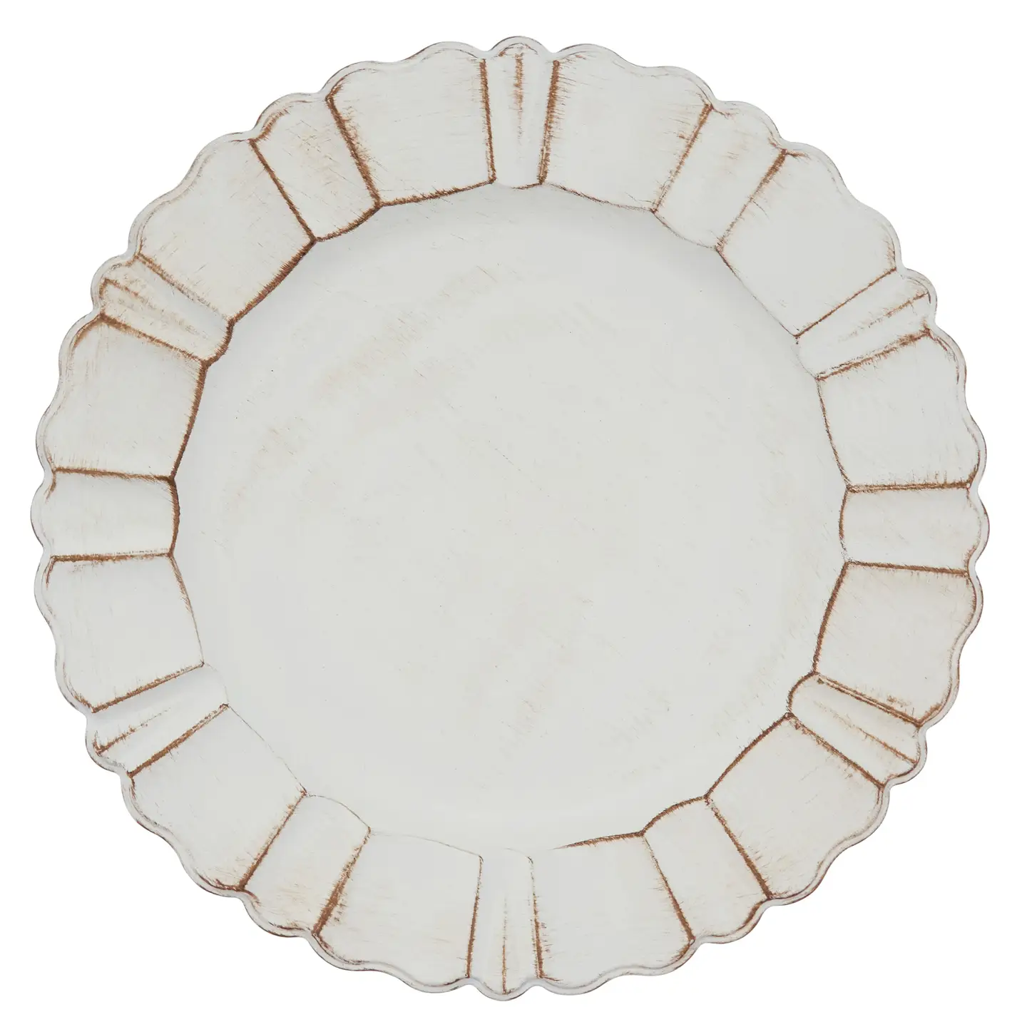 White rustic scalloped charger plate