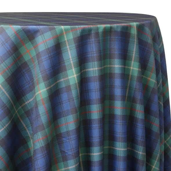 Blue and green tartan plaid tablecloth