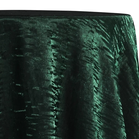 Crushed hunter green velvet tablecloth